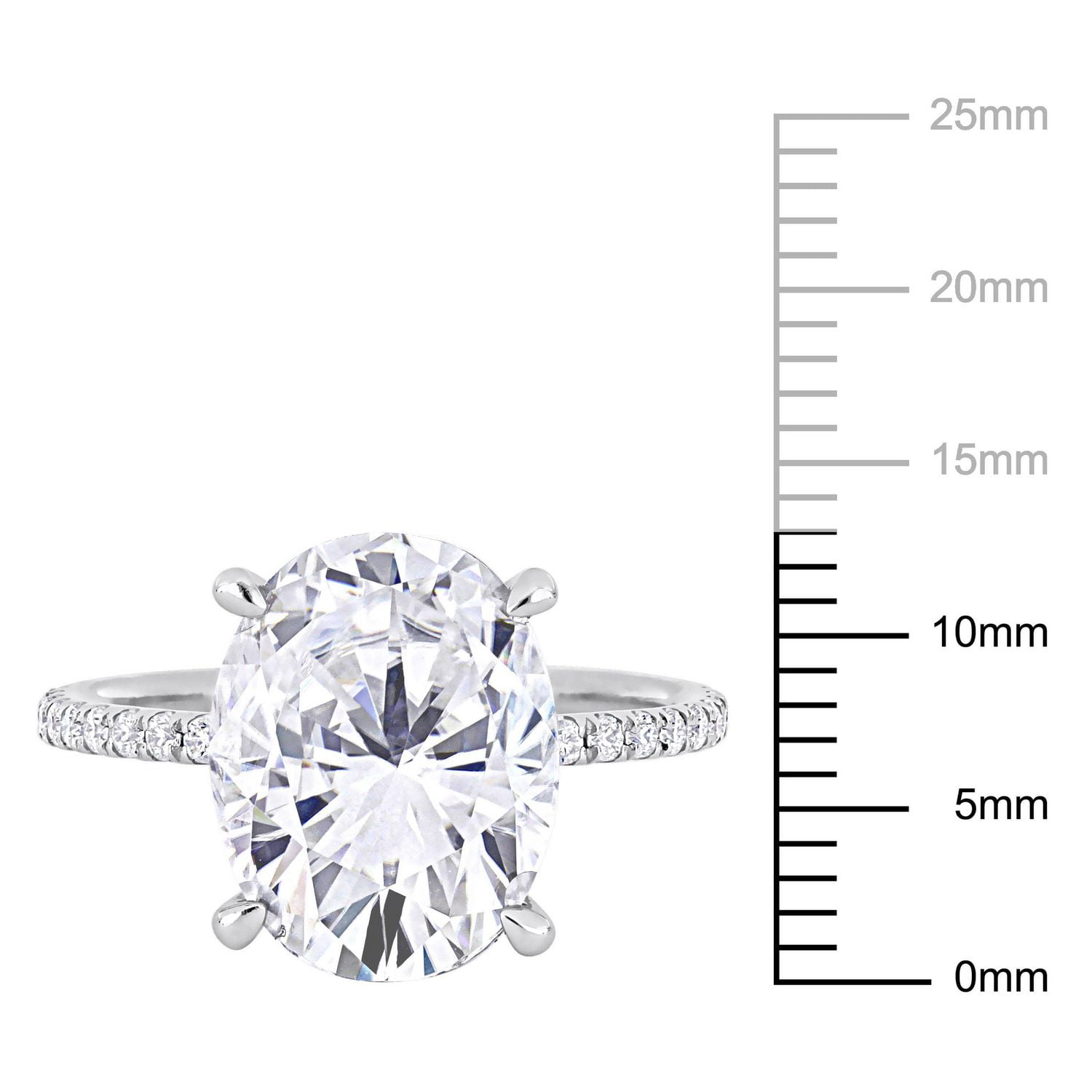 Bague de fiançailles ovale Miabella en or blanc 10K avec moissanite créé 4-7/8 carats p.g.t.