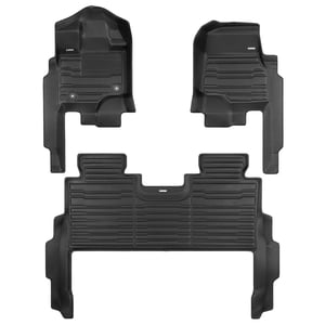 TuxMat - For Ford F150 SuperCrew with Rear Seat Fold Out Storage 2021-2027 Models - Custom Car Mats - Maximum Coverage, All Weather, Laser Measured - This Full Set Includes 1st and 2nd Rows
