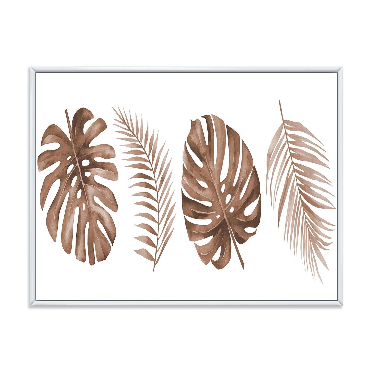 Designart Monstera tropical et feuille de palmier en terre cuite ART MURAL À CADRE FLOTTÉ