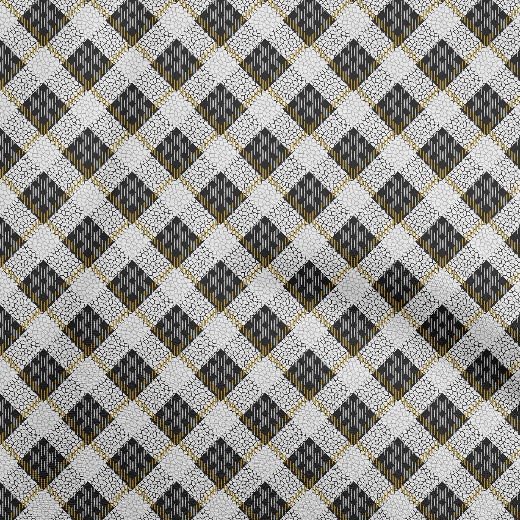 oneOone Velvet Dark Mustard Fabric Check with Texture Craft Projects Decor Fabric Printed by The Yard 58 Inch Wide