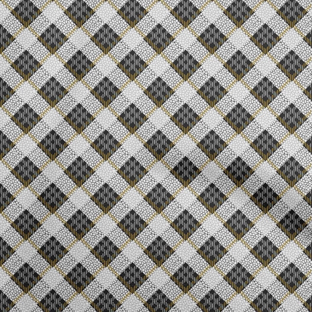 oneOone Cotton Flex Dark Mustard Fabric Check with Texture Sewing Craft Projects Fabric Prints by Yard 40 Inch Wide