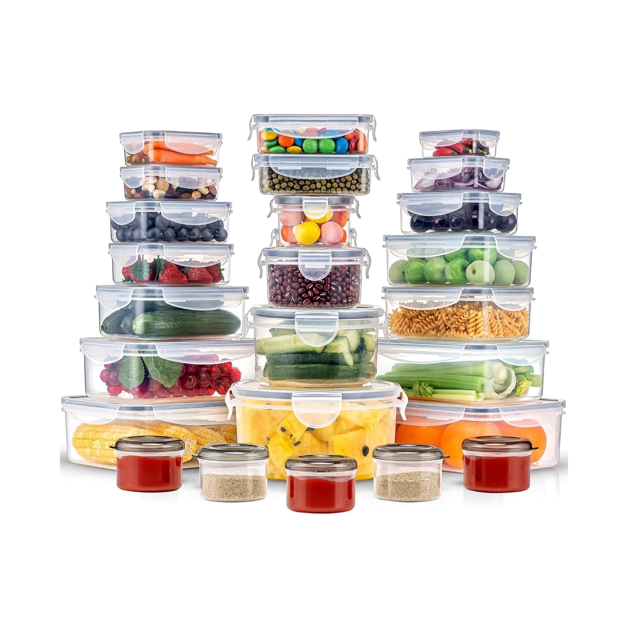 TechGen Airtight Plastic Meal Prep Food Storage Containers with Lids, Microwave & Freezer Safe, BPA-Free, 50-Piece Set (25 pack)