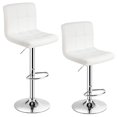 thumbnail image 1 of Set of 2 Bar Stool, Comfortable Swivel Adjustable PU Leather Bar Chair with Backrest, Soft Cushioned Seat, Footrest, Sturdy Metal Frame, Barstools for Kitchen, Pub (Black, White, Brown, Red), 1 of 8
