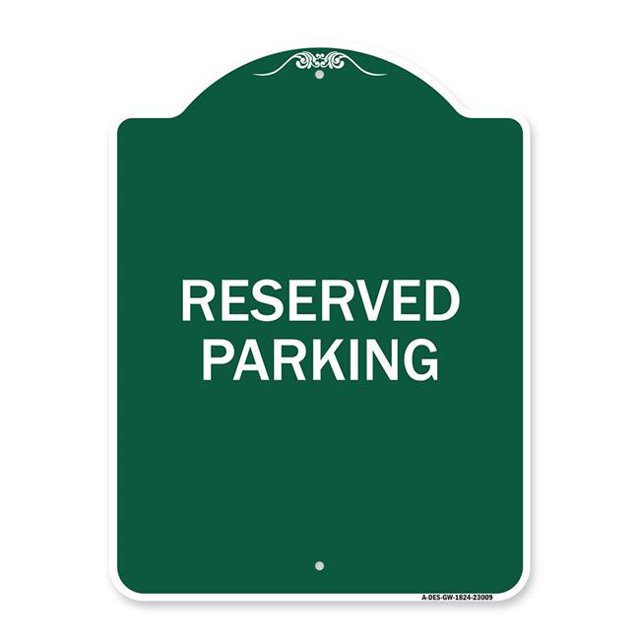 SignMission A-DES-GW-1824-23009 18 x 24 Po Signe de la Série Designer - Signe de Stationnement Réservé&44; Vert & Blanc