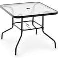 thumbnail image 1 of Costway Table à Manger d'Extérieur Carré de 34 Pouces en Verre Trempé avec Trou pour Parasol de 1,5 Pouces, 1 of 8