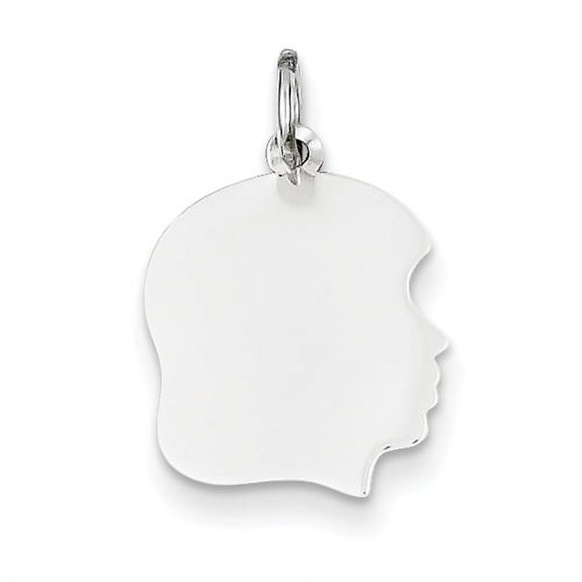 Charme Fille Gravable Face Droite Moyenne Or Blanc 14K