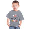 thumbnail image 2 of Penkiiy T-Shirts de Pâques pour Enfants Garçons Filles Mode Mignon Oreilles de Lapin de Pâques Œufs de Pâques Imprimé Col Rond Manches Courtes 7 Ans Gris, 2 of 4