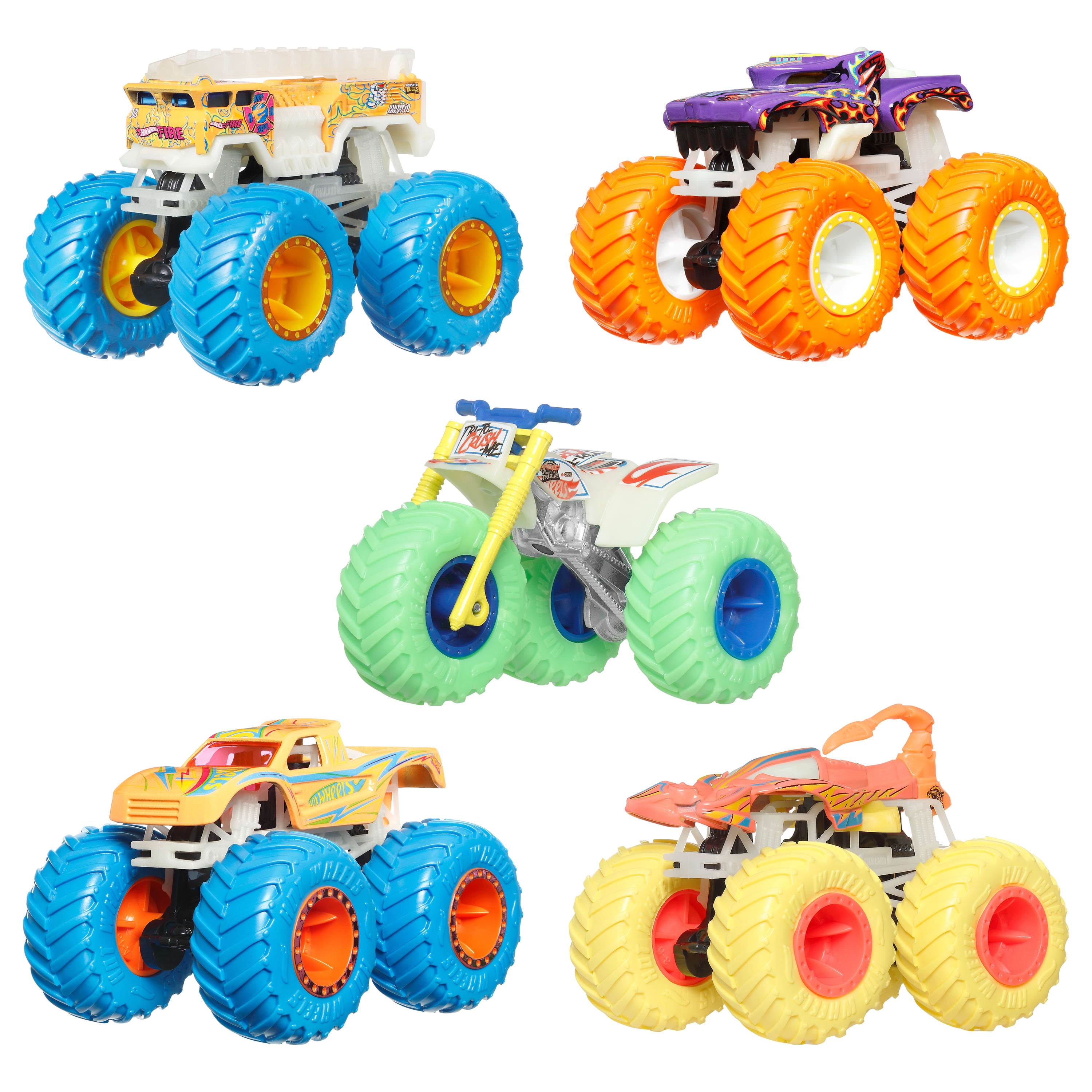 Hot Wheels Monster Trucks 11台セット Hot Wheels Monster Trucks Die-Cast 1:64 Scale Toy Truck that Glows