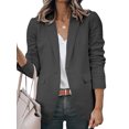 thumbnail image 1 of Innerwin Blazers Solid Color Women Cardigan Jacket Work Shawl Neck Slim Fit Business Jackets Dark Gray S, 1 of 7
