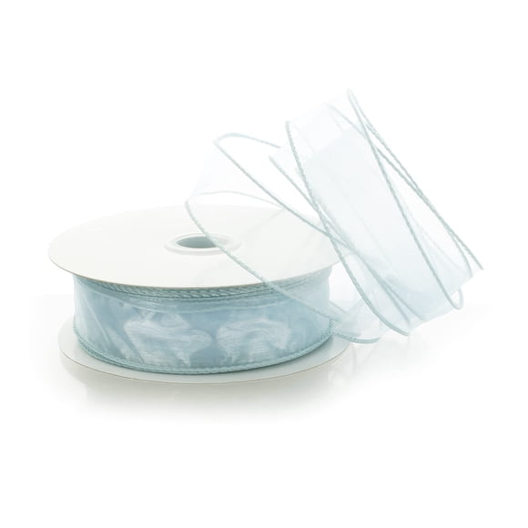 Ribbon Traditions 1.5" Wired Sheer Organza Ribbon Light Blue 50 Yards