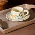 thumbnail image 2 of 85oz Chinese Floral Ceramic Coffee Cup Set Style White Orange Porcelain Tea Mug, 2 of 9