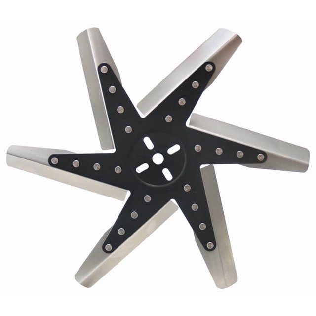 Derale Ventilateur de Refroidissement 19117 Flex; Diamètre 17 Pouces x Profondeur 1-1/8 Pouces; 6 Pales; Rotation Standard; Lame en Acier Inoxydable avec Moyeu Noir; jusqu'à 8000 Tr/min; Sans Capot