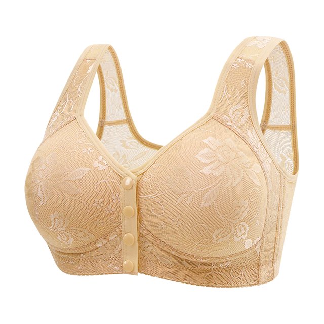 biudgviw Front Close Bras for Women Plus Size Wirefree Supportive Lace Full Coverage Bras Comfort Everyday Bralettes