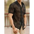 thumbnail image 4 of FAROOT Men Button Down Shirts Casual Short Sleeve Rose Print Collared Shirts Summer Sheer Tops, 4 of 7