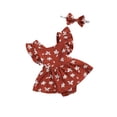 thumbnail image 2 of EYIIYE Baby Girl Floral Romper Dress + Headband Ruffle Halter Bodysuit, 2 of 6
