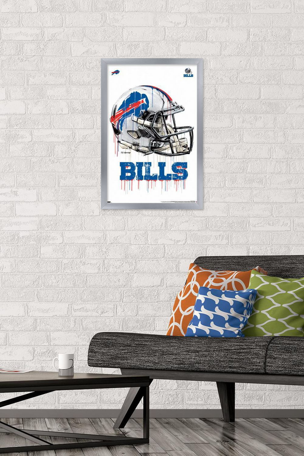 NFL Buffalo Bills - Drip Helmet 20 Wall Poster with Magnetic Frame, 22.375" x 34"