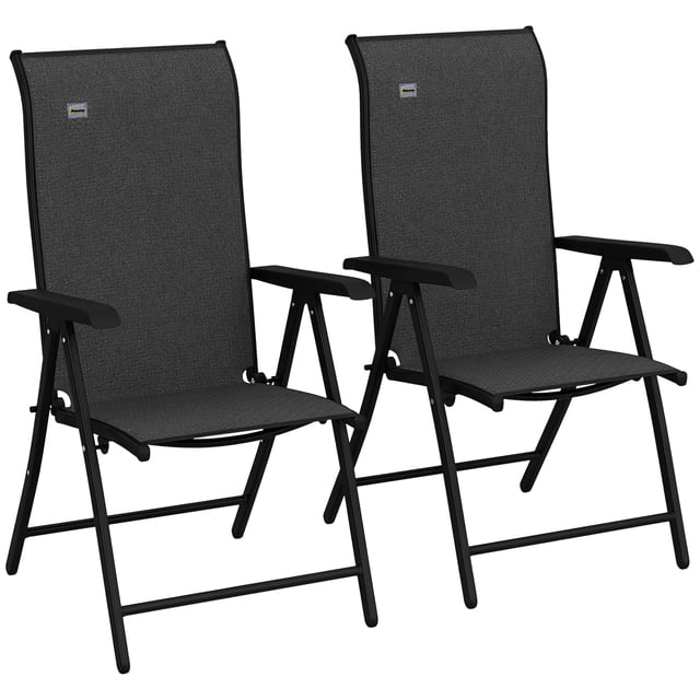 Outsunny Ensemble de 2 Chaises Pliantes d'Extérieur en Osier avec Dossier Réglable. Ces Chaises Dotées d'Un Cadre en Acier Noir Enveloppé d'Osier en Rotin PE Gris, Offrent une Durabilité et un Style Moderne. le Dossier s'Ajuste à 7 angles d'Inclinaison pour un Confort Personnalisé. Conception Pliable Permet un Rangement et un transport Faciles. Convient aux patios, Jardins, Balcons et au Bord de la Piscine. Chaque Chaise Mesure 28 Pouces de Profondeur, 22,75 Pouces de Largeur et 43,75 Pouces de Hauteur, avec une Capacité de Poids de