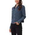 thumbnail image 4 of INSPIRE CHIC Veste en Jean pour Femme à Boutons Manches Longues Texture Délavée Veste en Denim Décontractée m Bleu Foncé, 4 of 6