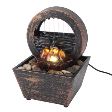 Desktop Fountain, Water Fountain Decoration Golden Flower For Office