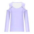 thumbnail image 4 of Yuyuzo Womens Tunic Tops Cold Shoulder Long Sleeve Shirts Loose Solid Color Lightweight Tee Tops, 4 of 5