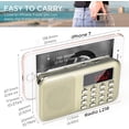 thumbnail image 2 of Mini Portable Radio FM Pocket Radio with LED Flashlight, Digital Radio Speaker Support Micro SD/TF Card/USB, Auto Scan Save, 600mAh Rechargeable Battery Operated, 2 of 5