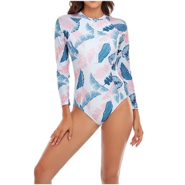 Maillot de Bain Femme à Manches Longues Feuille Maillot une-Pièce Aguichant Été Plage Surf une-Pièce
