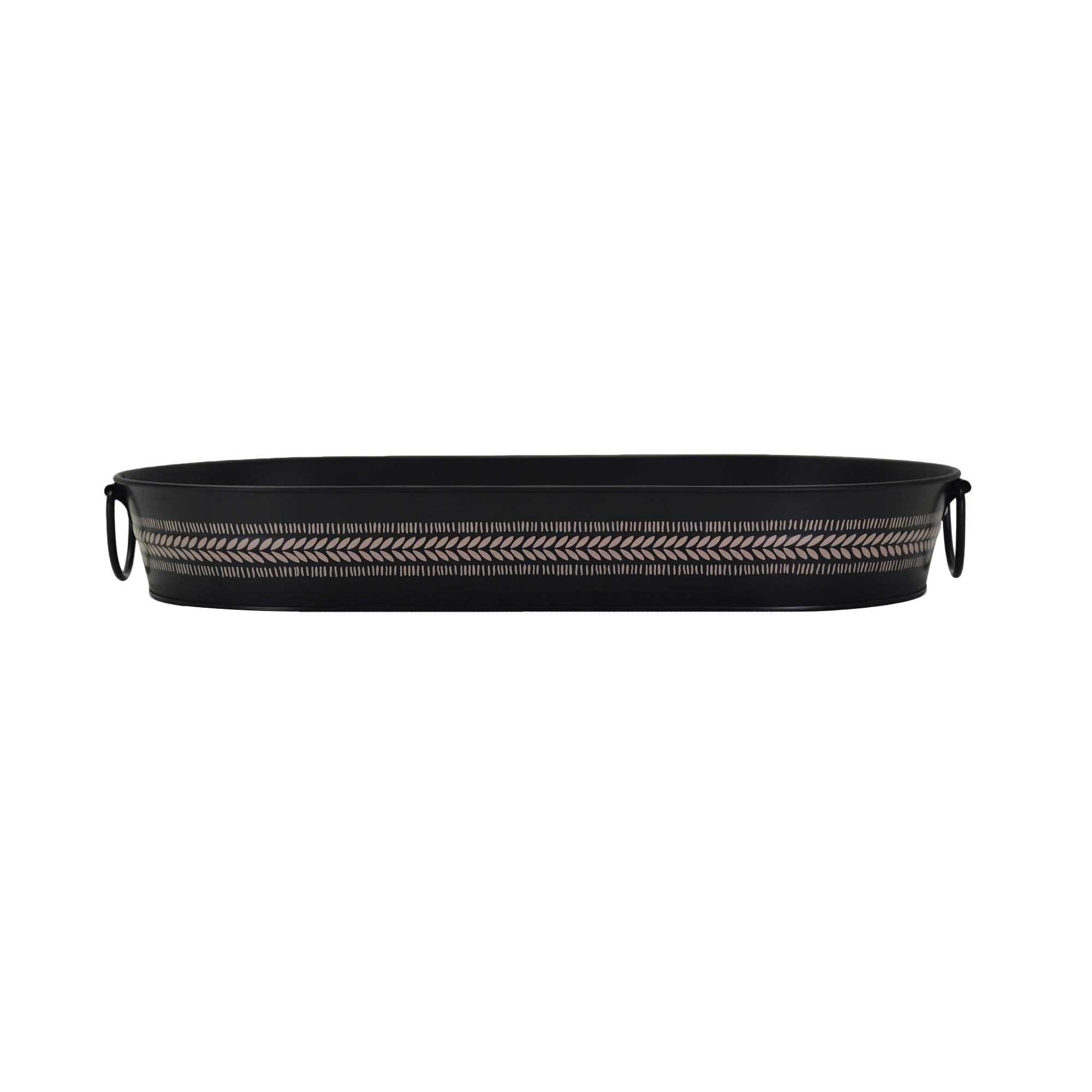 Plateau ovale noir Hometrends à motif de palmier,19.88 po x 10.63 po