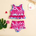 thumbnail image 2 of MIASHUI Ensembles Tankini pour Filles Deux Pièces Maillot Dermoprotecteur Maillots de Bain Athlétiques, Rouge, 6-7 Ans, 2 of 6