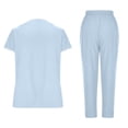 thumbnail image 3 of Working Uniforms Nurse Scrub Set for Women Short Sleeve Work Shirts and Long Pants Cozy Home Attendant Outfits, Sky Blue, XXL, 3 of 7