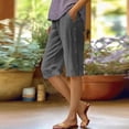 thumbnail image 2 of BLVB Linen Shorts for Women High Waisted Lightweight Bermuda Shorts Side Button Short Beach Vacation Outfits Pockets, 2 of 7