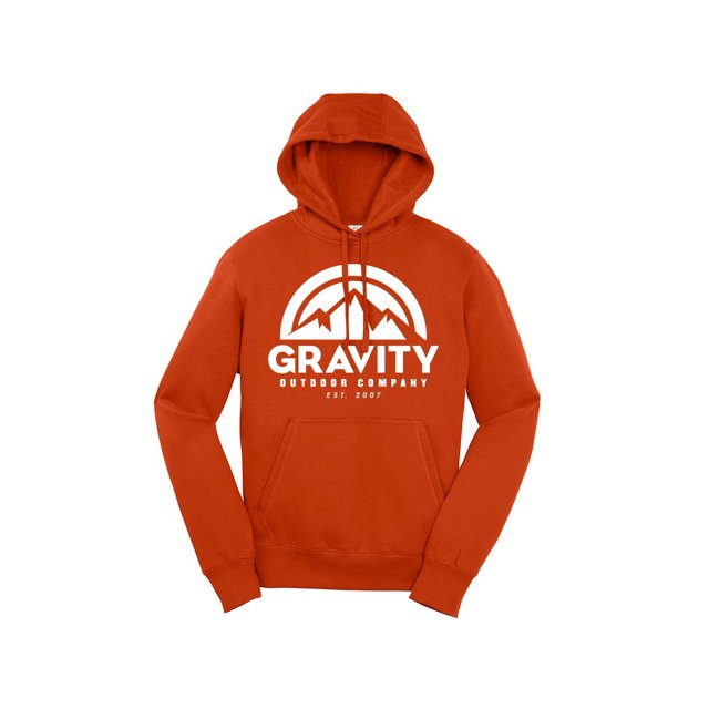 Chandail à Capuchon pour Hommes Gravity Outdoor Co. - Orange Foncé - Logo Blanc - 2TG