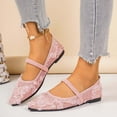 thumbnail image 2 of GPOECD Ballet Flat Breathable Lace Mesh Pointed Toe Flat Shoes for Casual Everyday on Style with Comfortable Wide Fit Light Open Toe Design for Everyday Wear Womens Shoes Pink,37, 2 of 8