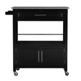 thumbnail image 3 of Riverbay Furniture Transitional Wood/Granite Top Kitchen Cart in Black, 3 of 16