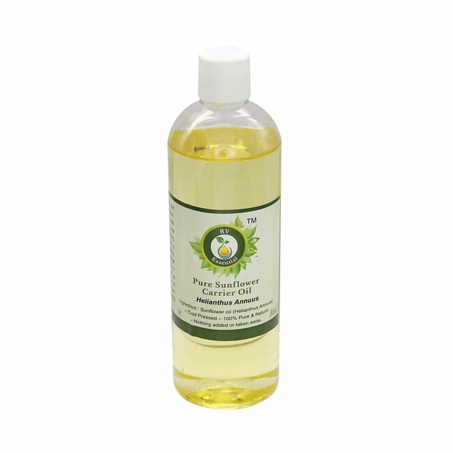 Huile de Tournesol Helianthus Annuus Huile de Graines de Tournesol pour les Cheveux pour la Cuisson pour le Corps pour le Visage Non Raffinée Pure Naturelle Pressée à Froid 100ml 3.38oz par R V Essential
