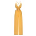 thumbnail image 4 of Womens Halter Neck Backless Loose Chiffon One-Piece Wide Leg Jumpsuit Overalls Full Length Long Pants Beach Boho Rompers, 4 of 7