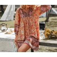 thumbnail image 4 of Robe Bohème Imprimé Floral Manches 3/4 Robes d'Été de Plage, 4 of 6
