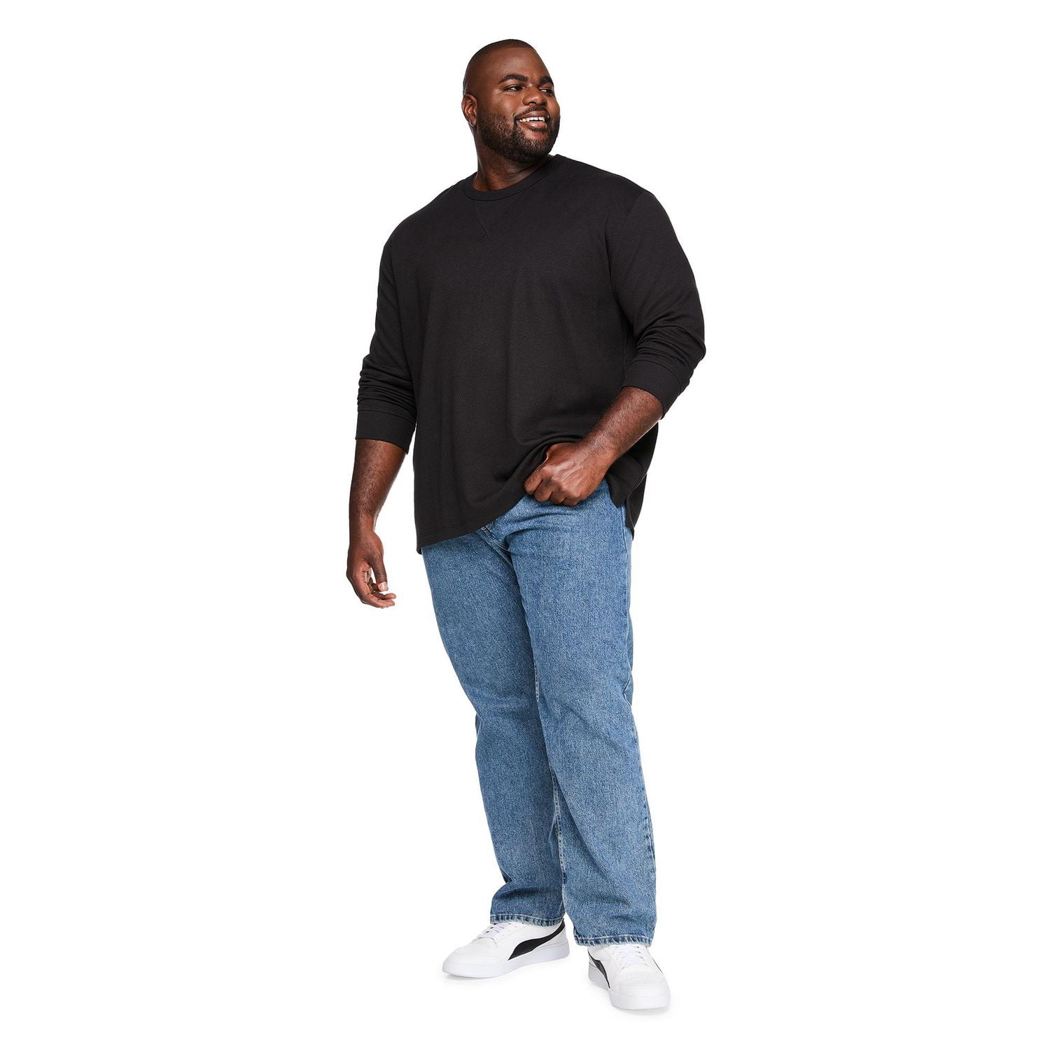 George Big Men's Long-Sleeve Textured T-Shirt
