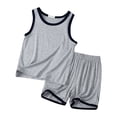 thumbnail image 1 of MIASHUI Ensemble Débardeur et Short pour Garçons Deux Pièces Été Sans Manches Pyjamas, Gris, 5-6 Ans, 1 of 3