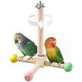 thumbnail image 2 of Interactive Wooden Spinning Perch Toy for Small Parrots - Multi-Mount Bird Cage Accessory with Rotating Bearing, Natural Wood & Hemp Rope for Exercise, Balance Training, Beak Grinding & Anxiety Relief, 2 of 6