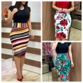 thumbnail image 3 of Ladies Sexy Hip Plus Size Party Dress Slim Flower Printed Short-Sleeved Mini Dress, 3 of 3