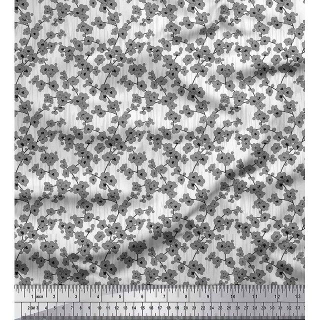Soimoi Poly Georgette Fabric Artistic Floral Printed Fabric 1 Yard 52 Inch Wide