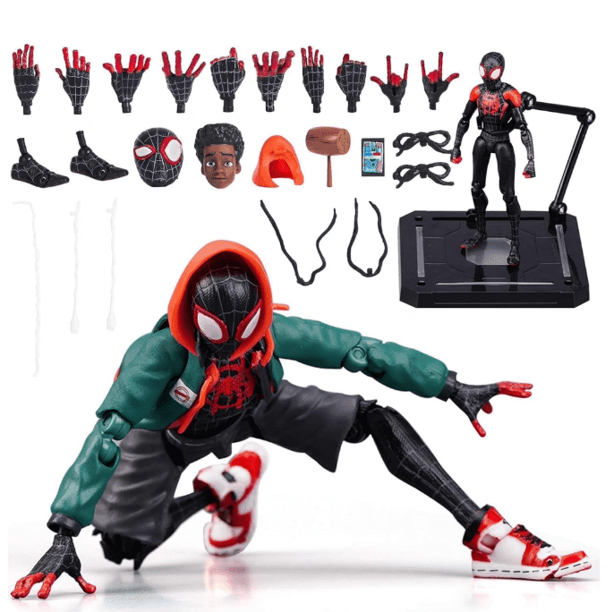 Cyinyin Spider Superhero Action Figure, Into The Spider-Verse Miles Morales Sentinel Sv-Action Figure Exclusive Super Heroes, Moveable Pvc Figure Collectible Model Figurine Statue