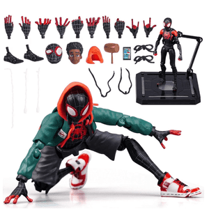 Cyinyin Spider Superhero Action Figure, Into The Spider-Verse Miles Morales Sentinel Sv-Action Figure Exclusive Super Heroes, Moveable Pvc Figure Collectible Model Figurine Statue