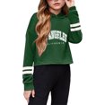 thumbnail image 4 of MIASHUI Girls Crop Tops Striped Letter Print Long Sleeve Hoodies Sweatshirt,Green,8-9 Years, 4 of 4