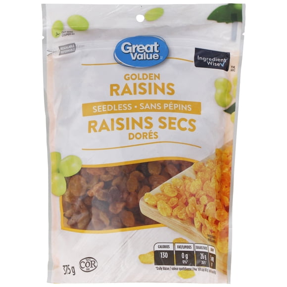 Raisins dorés sans pépins Great Value 375g