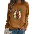 thumbnail image 1 of Innerwin L'action de Grâce Tops Citrouille Impression Femmes T-Shirt Parti Cou en Vrac Tee Kaki S, 1 of 2