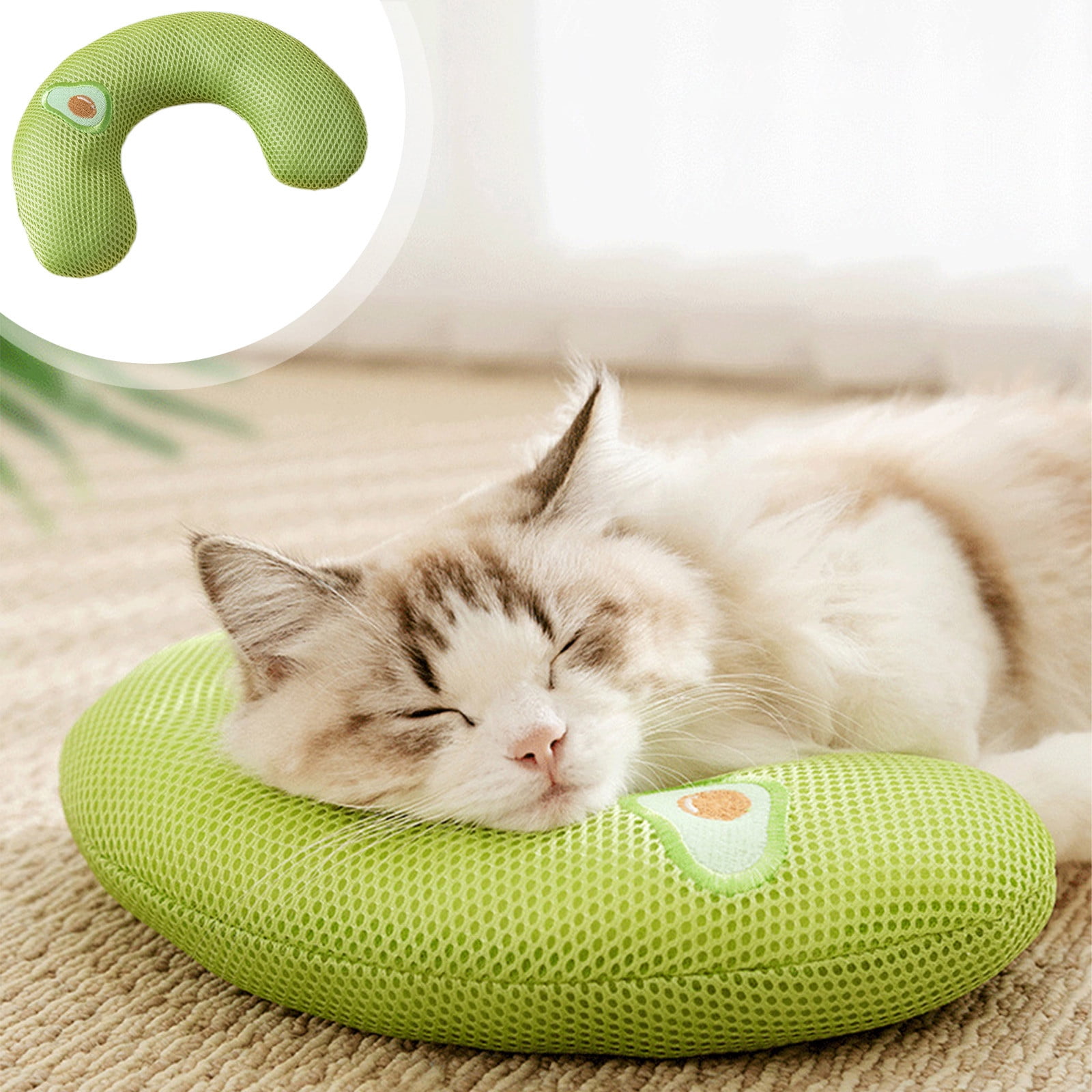 LSLJS Dog Bed Mats Pet Kennel Pad Dog Sleeping Mattress Cats Cute Embroidered Breathable Pet U-Shaped Pillow Dog Sleeping Pillow Supplies Four Seasons Pet Sleeping Companion Pet Cushion