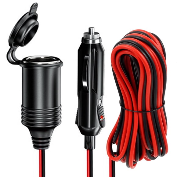 Car Charger Cigarette Lighter Extension Cable 13FT Car Cigarette Lighter Socket Extension Cable 12V-24V with Dustproof Cap for Cars SUVs Trucks