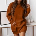 thumbnail image 2 of BADHUB Robe à Capuche à Cordon à Manches Longues Surdimensionnée pour Femmes, Robe Chandail à Capuche de Couleur Unie Ample Décontractée Tunique Chandail à Enfiler Robes Midi avec Poches Offres Prime Day Orange G, 2 of 5