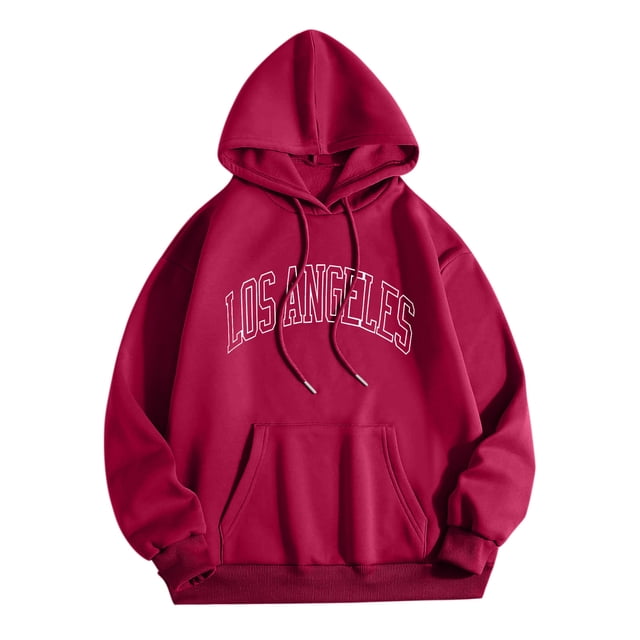 LUOGENLI Chandails à Capuche à Fermeture Éclair pour Hommes Los Angeles Hommes Femmes Lettre Graphique Imprimé à Capuche Col Rond Manches Longues Chandail Hauts Chandails à Capuche à Fermeture Éclair pour Hommes Anime Vin Taille m